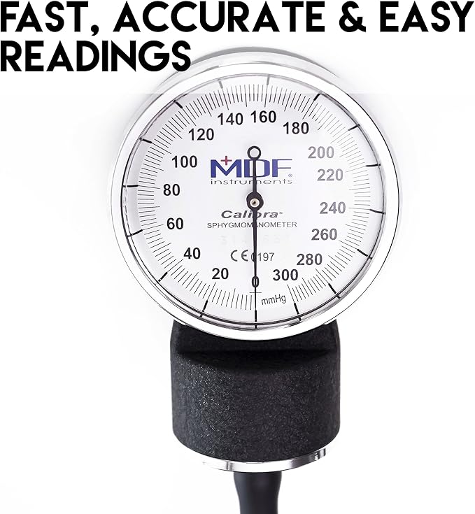 MDF Instruments, Calibra Aneroid Premium Professional Sphygmomanometer, Blood Pressure Monitor with Adult Cuff & Carrying Case, Lifetime Calibration, White Dial, Purple Cuff, MDF808M08 (Pack of 2)