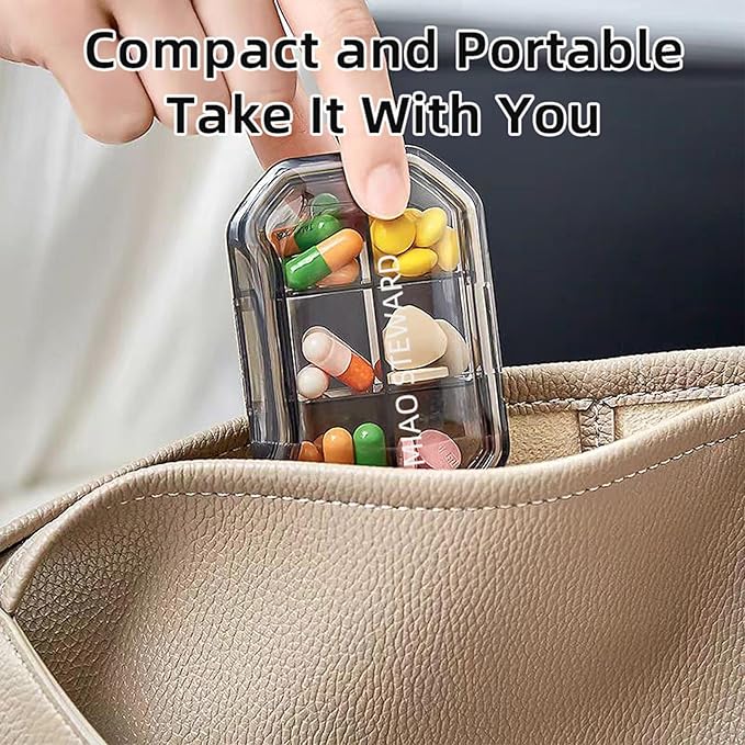 Portable Pill Organizer Waterproof Airtight BPA-Free Compact Easy-to-Carry Travel Daily Use On-The-Go Vitamins Supplements Medication Herb Pill Box Green Size 3.62×2.44×0.98 in