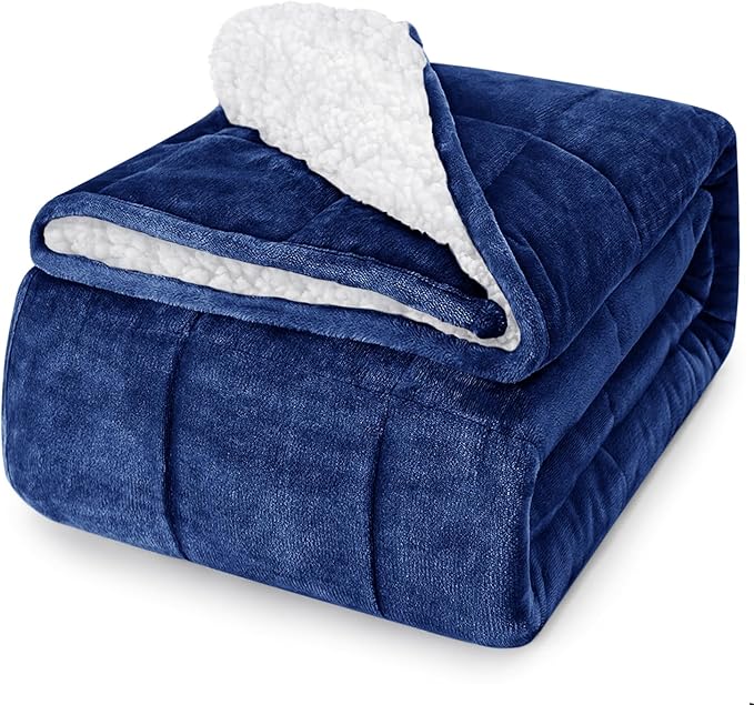 yescool Weighted Blanket for Adults (15 lbs, 60" x 80", Sapphire Blue) Heavy Blanket for Sleeping Perfect for 140-160 lbs, Queen Size Breathable Blanket with Premium Glass Bead