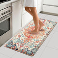 MAYHMYO Boho Kitchen Mat Anti Fatigue Ethnic Kitchen Cushioned Floor Mat Orange Blue Kitchen Rugs Non Slip Rugs for Kitchen Floor Office