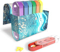 Pill Organizer,LIZIMANDU Weekly Travel Pill Case Box Medication Reminder Daily AM PM, Day Night 7 Compartments,for 4 Times A Day, 7 Days a Week-Includes Leather PU Carrying Case (Blue Quicksand)