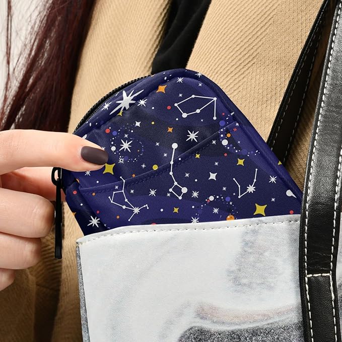 Pill Box Star Constellation Zodiac 7 Day Pill Case Travel Pill Organizer Bag with Zipper Portable Weekly Vitamin Medicine Supplement Holder Pouch Bag