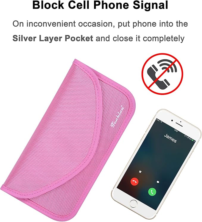 Signal Blocking Bag, Techion 2 Pack RFID Faraday Bag Shield Pouch Cage Box Wallet Case for Cell Phone and Car Key FOB, Privacy Protection, Anti-Hacking - Pink & Hot Pink