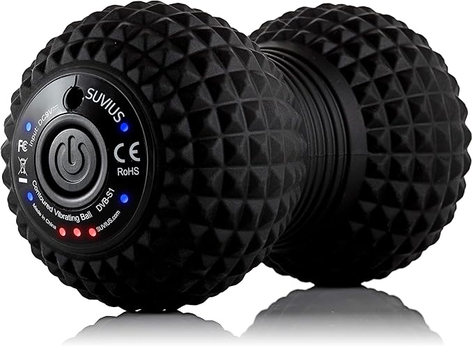 Vibrating Peanut Roller - 4 Vibration Levels - Rechargeable - Muscle Roller for Deep Tissue Massage and Muscle Recovery - Massager for Back, Neck, Foot, Leg, and Body - Black