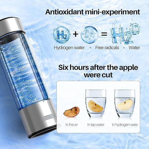 Upgrade Hydrogen Water Bottle, 3Min 2200PPB Rapid Hydrogen Water Generator -SPE PEM Tech, 14OZ Portable Hydro Water Machine, Health Care Gifts for Wife, Family, Friends, Travel (Sliver)
