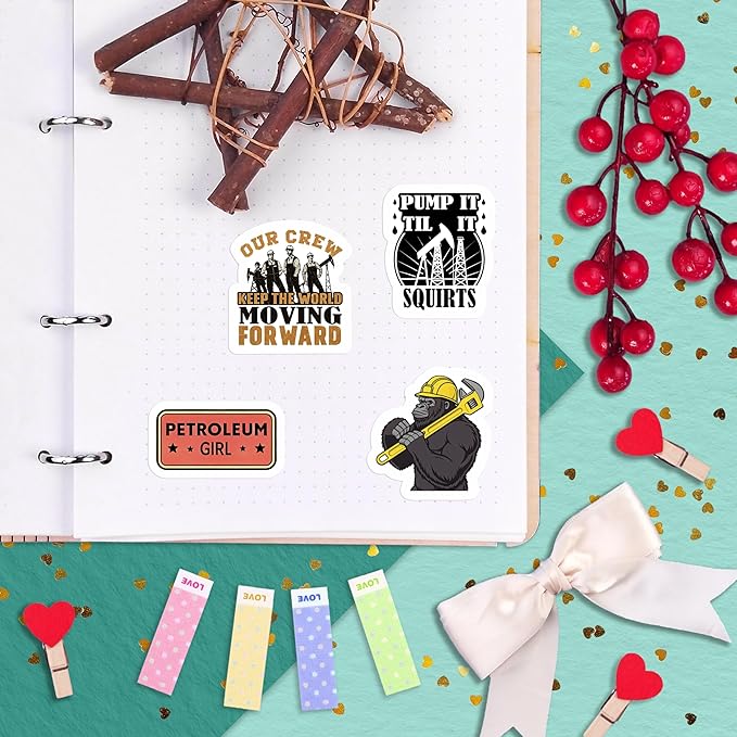 100Pcs Oilfield Stickers for Hardhats, Water Bottle - Oilfield Gifts for Oil Field Worker - Oil Field Party Decorations - Gift for Women & Men