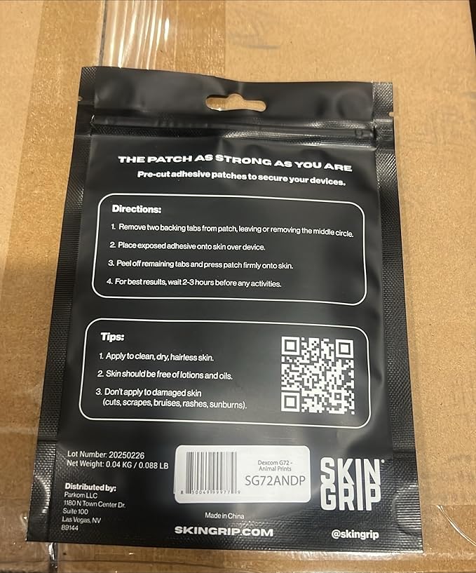 Skin Grip Adhesive Patches for Dexcom G7 & Stelo CGM with Cutout – Waterproof & Sweatproof Cover for Continuous Glucose Monitor Sensor, Stays Secure for 10-15 Days – 10 Patches, (Animal Prints)
