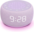 Buffbee Sound Machine & Alarm Clock 2-in-1, 0-100% Clock Face Brightness, Bottom Colored Light, Sleep Timer, Precise 30-Level Volume White Noise Machine, Digital Alarm Clocks for Bedrooms - Purple