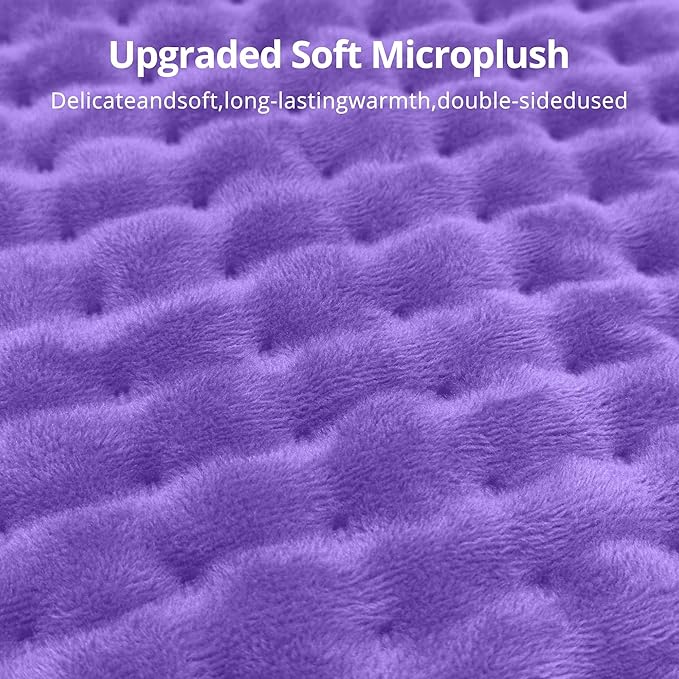 Heating Pad for Back Pain Relief, 17" X 33" XXX-Large Heating Pads for Cramps,Electric Heating Pad XL with 6 Fast Heating Settings,Moist Dry Heat Options,Auto-Off,Machine Washable,Light Purple