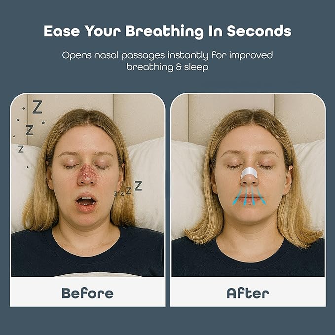 SleepHabits 45PC Breathing Strips, Non-Toxic Tested Nose Strips for Breathing & Sleep | Nasal Strips for Snoring Solution | Extra Strength for Sensitive Skin | Nasal Strips for Sleeping, Eucalyptus