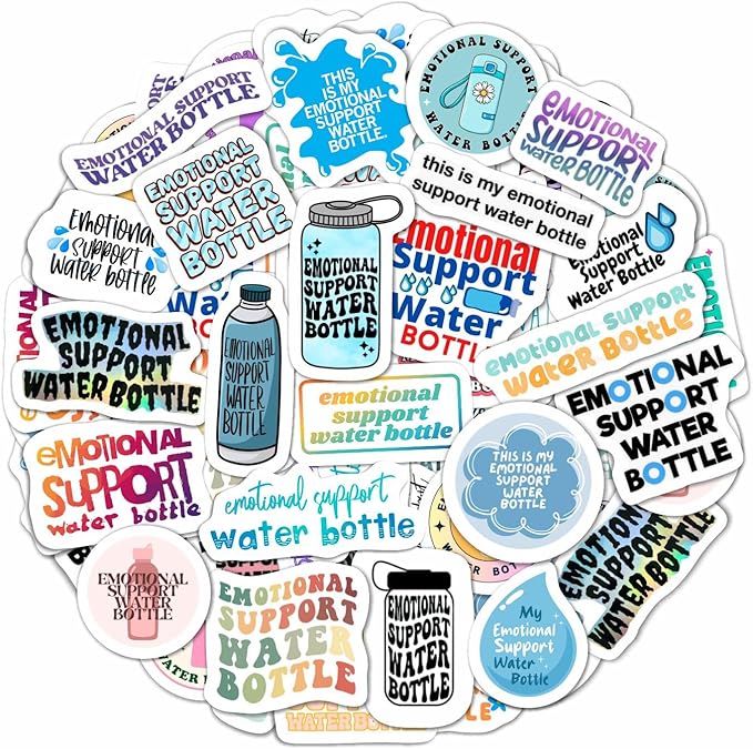 BulbaCraft Emotional Support Water Bottle Stickers, Emotional Support Water Bottle Gifts, Gifts for Women & Men