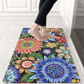 Likiyol Kitchen Rugs Boho Floral Anti Fatigue Kitchen Mat for Floor Bohemian Flowers Non Slip Washable Kitchen Floor Mats, Comfort Standing Mat for Sink, Office, Laundry, 18''x30'', 0.47" Th, Blue