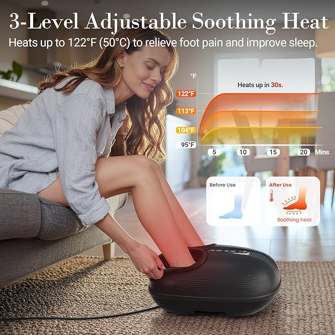 FSA Eligible Shiatsu Foot Massager for Plantar Fasciitis, HSA Store Feet Massager with Heat, Vibration and Compression, Deep Kneading for Tired Feet and Neuropathy, Mother Day Gift (with Remote)