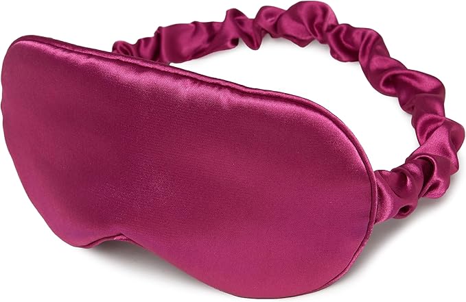 Funky Junque Adjustable Satin Sleep Mask Filled Eye Mask Blocks Light, Lightweight for Women, Bride Sleep Mask - Fuschia