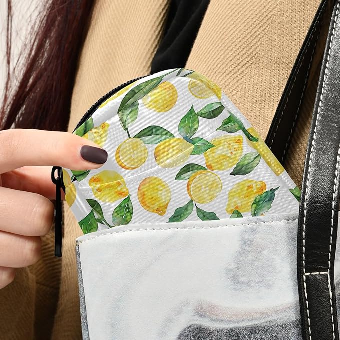 Yellow Lemons and Green Leaves Travel Pill Cases Bag, Weekly Pill Case Portable 7 Days Cute Pill Organizer with Zipper
