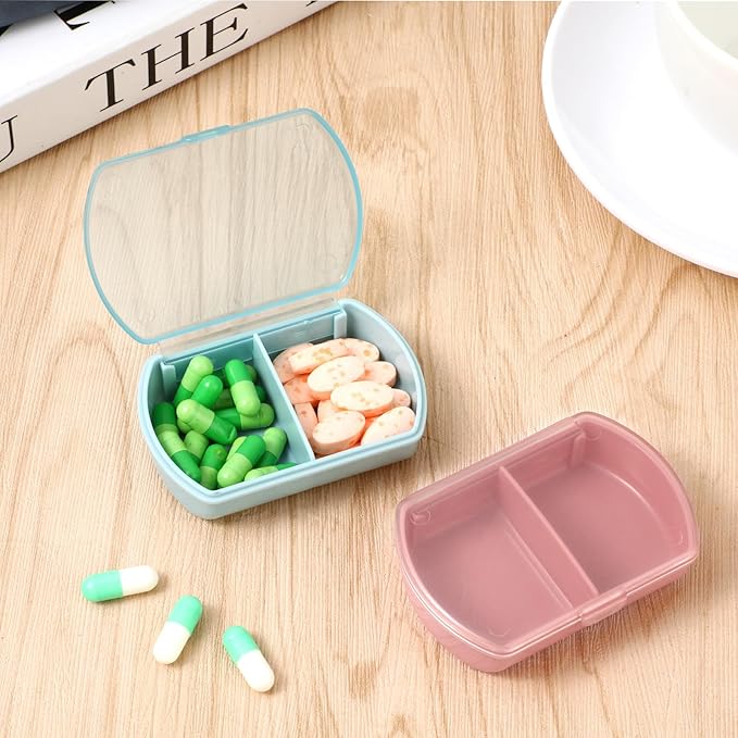 2Pcs Travel Pill Organizer Case, Portable Vitamin Medicine Holder, Daily Small Pill Container for Purse, Pocket Case for Cod Liver Oil, Supplements and Medication, Air Car Vacation Essentials