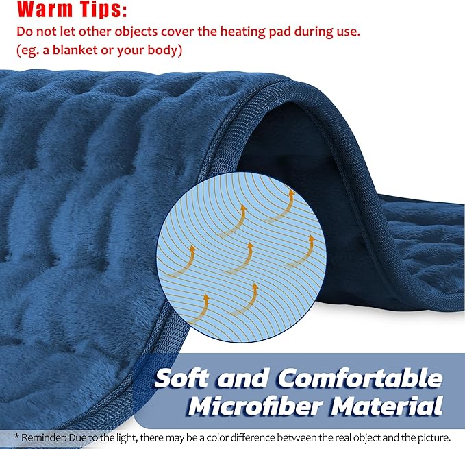 24"X20" Electric Heating pad with 6 Heat Settings, Auto Shut Off, Dark Blue Dry Electric Heating for Back Neck Knee Arms Legs Shoulder Heat Pads for Christmas Birthday Father's Day Mother's Day