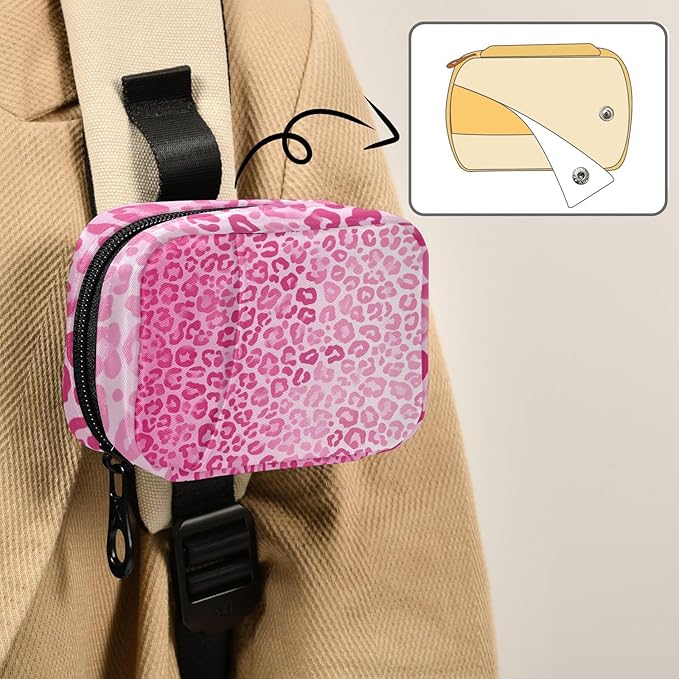 Gradient Pink Leopard Print Travel Pill Organizer Case Box Container Weekly Portable Vitamin Medicine Holder Storage Bag with Zipper Removable
