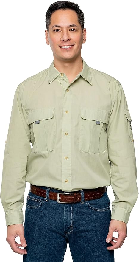 Insect Shield Men's Long Sleeve Field Shirt Pro, UPF 30+ Outdoor Fishing Shirt with Built in Bug Protection