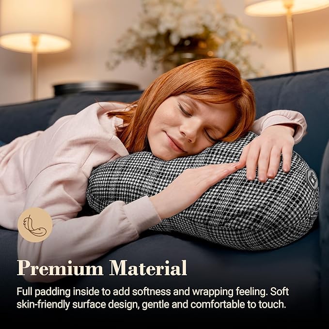 Back Massager for Pain Relief, Birthday Day Gifts for Women Men FSA Eligible HSA, Cordless 120min Neck and Back Massager, Plush Skin-Friendly Kneading Massage Pillow for Full Body Relaxation