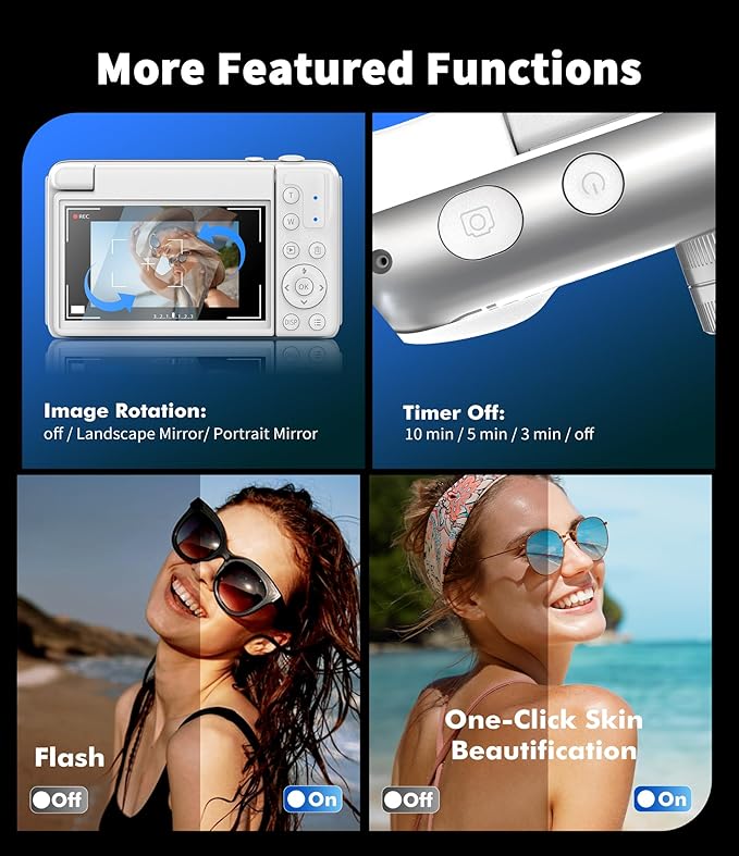 Native 4K Digital Camera Real 21MP CMOS 64MP Images| 3" Flip Screen Vlogging Camera with Built-in Microphone | 16 Retro Filters | Macro & Wide-Angle Lens Support | 32GB&OTG Included