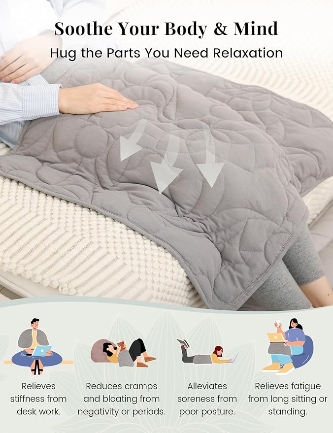 ZonLi Weighted Lap Blanket 5lbs for Meditation, Yoga, Napping, Sleeping and Travel, Cotton Weighted Blanket for Adults,Skin Friendly & Machine Washable, 29x24 inches, Light Gray