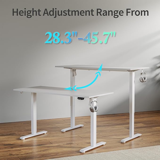 Agilestic Electric Standing Desk, 40 x 24 Inches Height Adjustable Desk, Sit Stand up for Work Office Home, Ergonomic Rising Computer Table with Memory Preset, White