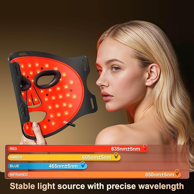 LED Light Therapy Device(KFB290), Red Light Therapy for Face, Near-Infrared 850NM+5NM LED Face Mask Light