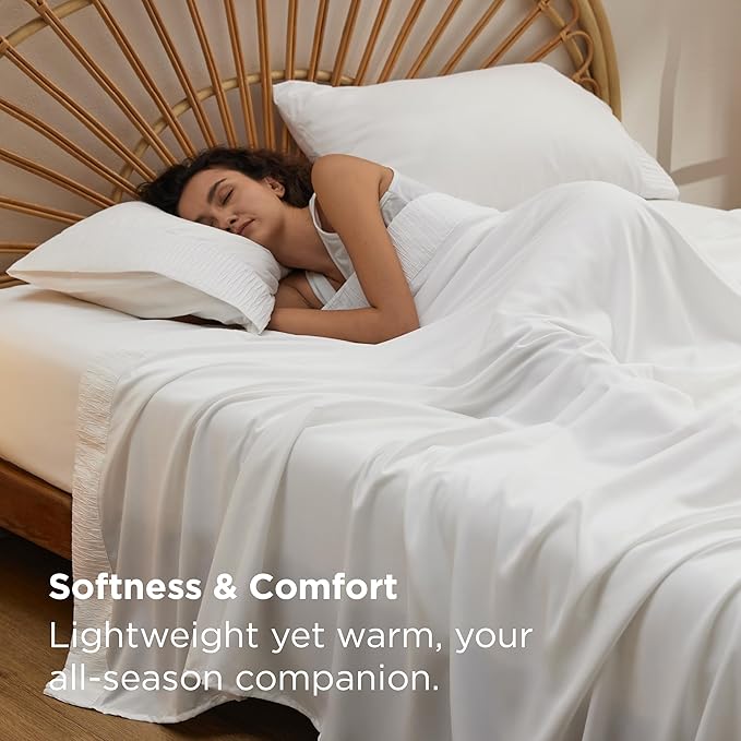 Bedsure King Size Sheets Set - 4 Pieces Soft King Sheets - Breathable & Cooling - Hotel Luxury - Easy Care Polyester Microfiber Bedding for Women, Men, Bright White