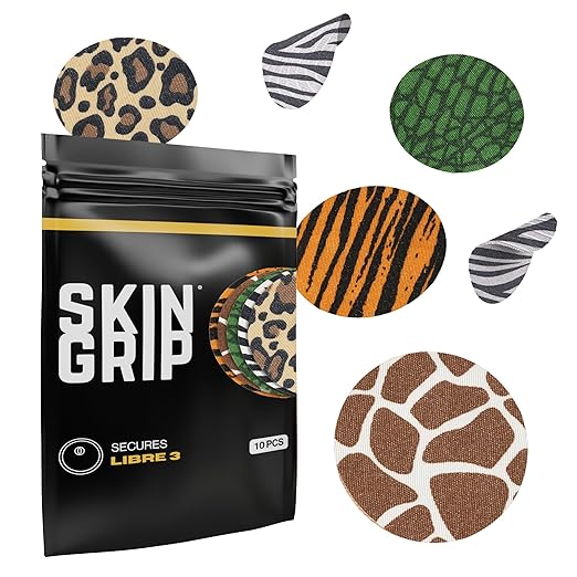 Skin Grip Freestyle Libre 3 & Instinct Sensor Covers-Waterproof & Sweatproof Adhesive Patches for 10-15 Days (Not for Libre2),Pre-Cut Continuous Glucose Monitor Diabetic Sensors Cover-10 Pack (Animal)