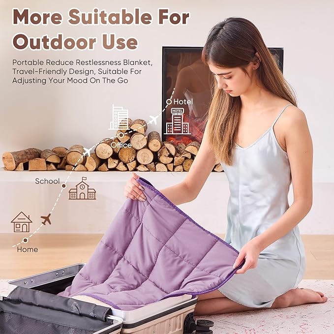 Purple Weighted Lap Blanket for Adults 5lbs, 29"x33" Cooling Heavy Throw Blanket, Portable Travel Weighted Blankets, Soft Small Blankets Gift for Sleeping