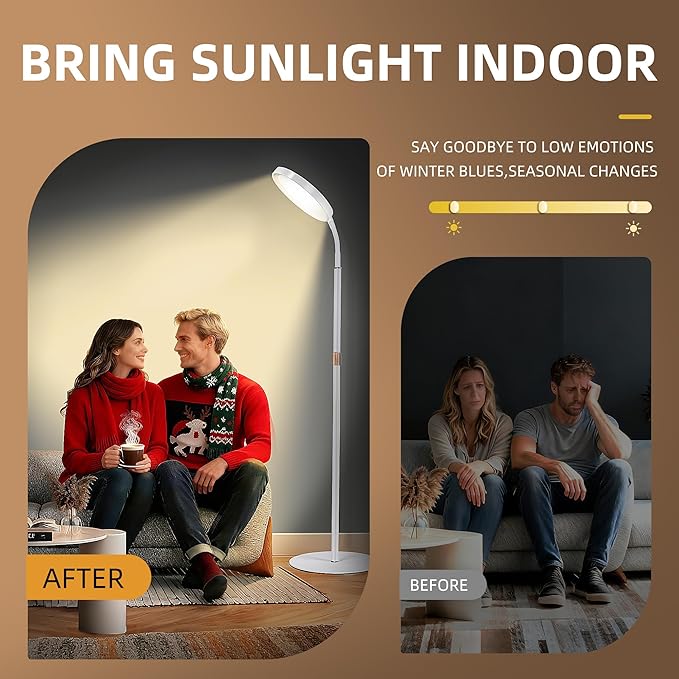 KingSom Light Therapy Lamp,11000 Lux UV-Free Happy Therapy Lamp, Full Spectum Sunlight Lamp with LCD Touch Remote, Height Adjustable Light Therapy Floor Lamp with 9 Brightness & 3 Color Temperatures