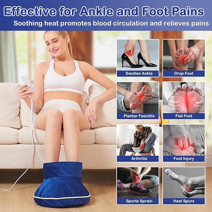 Large Foot Warmer for Feet, Electric Foot Heating Pad with Washable Cover, 86-158℉Adjustable Heat & Auto Shut-Off, Deep-Penetrating Heat for Neuropathy Pain Relief and Foot Pain