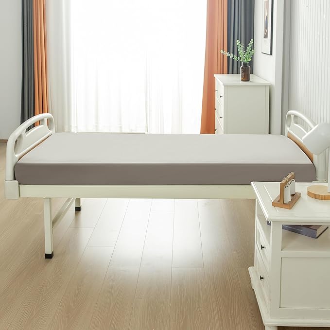 WenBags Waterproof Fitted Bed Sheets, Mattress Protector Hospital Bed for Home & Hospital Care Beds, Soft Hospital Bed Sheets with Elastic All Around (1, Gray, Cot 31 * 75)