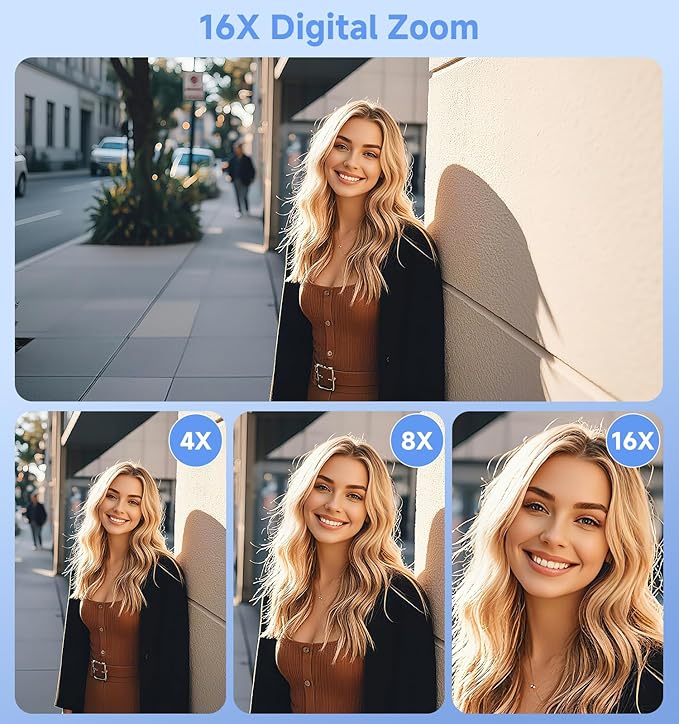 Digital Camera, 2026 Upgraded 56MP Camera with Selfie Screen, Dual Screens Digital Cameras with Smile Capture Anti Shake, Portable Vlogging Cameras with 32GB Memory Card for Kids Teens Girls