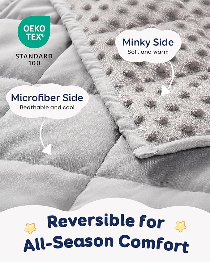 Kivik Weighted Blanket 5lbs, Small Minky Dotted Blankets, Soft Heavy Blanket Throw, Machine Washable, 36 x 48 Inches Grey