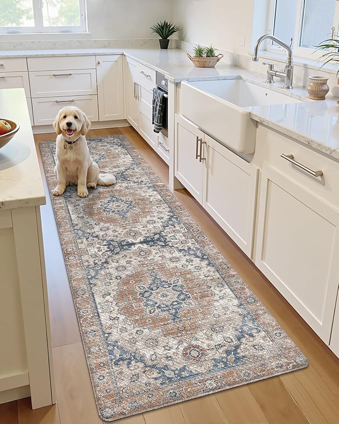 LUMI Kitchen Mat Anti Fatigue Cushioned, Memory Foam Padded Standing Rug Washable, Non Slip Comfort Floor Runner for Home, Sink, Laundry, Office, 24"x87", Terracotta