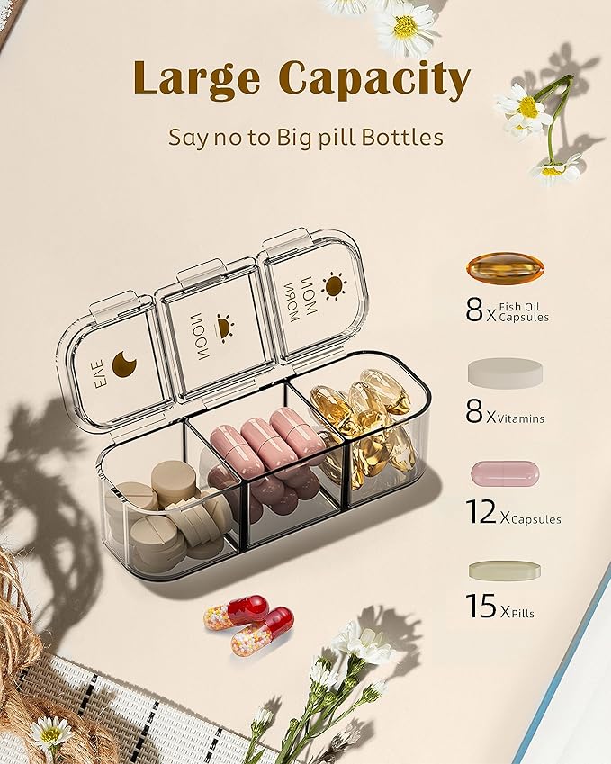 Weekly Pill Organizer 3 Times A Day, AM PM Organizer 7 Day Pill Box with Separate Compartment, Large Medicine Organizer Box, Travel Pill Cases Portable for Pills Vitamin Fish Oil Supplements (Blue)…