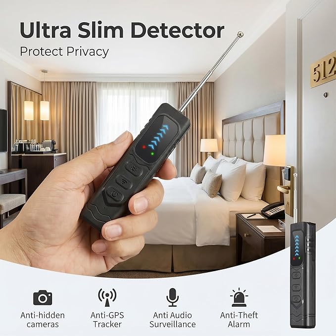 Hidden Camera Detectors，GPS Tracker Detector，Anti-Spy Detector,Listening Device Detector，Bug Detector for Travel, Hotel, Home, Car, Office