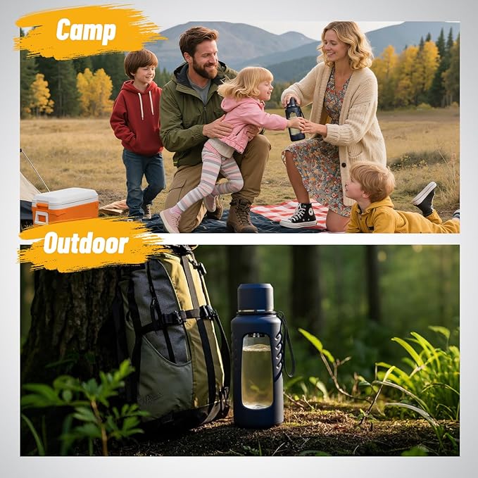 34 oz Travel Water Bottle, Anti-Slip and Anti-Scalding Sports Water Bottle, Waterbottle for Adults with Cup Brush Suitable for Outdoor Sports,Camping, Traveling