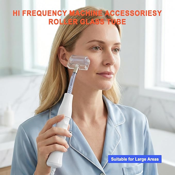 Electrode Wand Glass Tube Handheld Spare Parts Light Therapy Wand Spare Glass Attachment for Hi Frequency Facial Device Elitzia ETHG01B（Blue Roller）