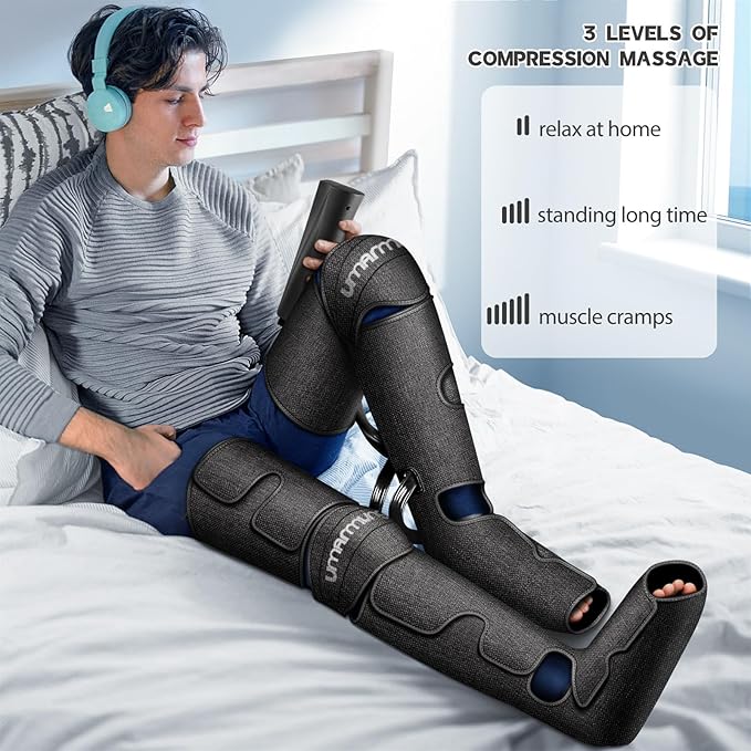 UMARMUNG Mothers Day Gifts for Mom, Wife, Women, Men, Dad, Fathers Day, Christmas, Birthday, Air Compression Massager with Heat for Foot, Leg, Knee, Works for Muscle Fatigue, Cramps, Swelling, Edema