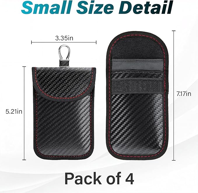 4 Pcs Faraday Bag for Car Keys, RFID Signal Blocking Pouch, Anti-Theft Key Fob Protector, Cell Phone Signal Blocker Case, Car Key Fob Cage (Small)