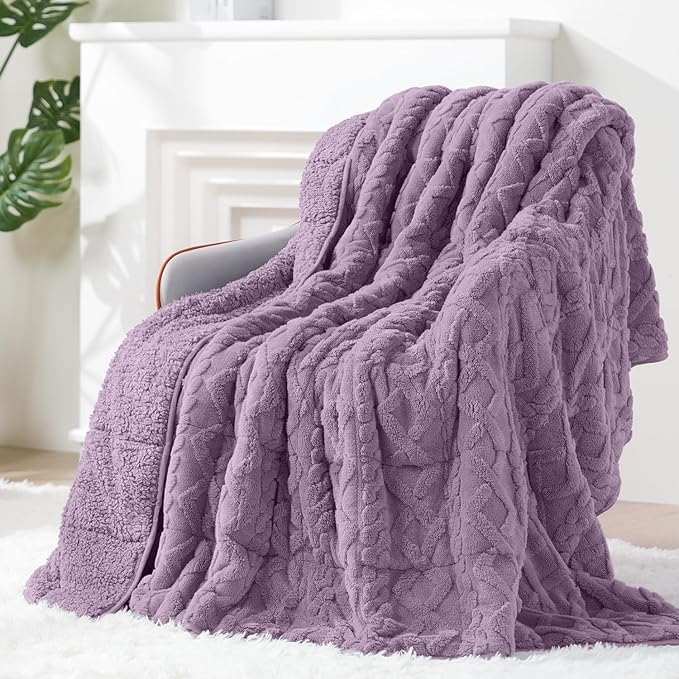 Super Fuzzy Soft Sherpa Fleece Weighted Blanket, 15 lbs Dual Sided Fluffy Heavy Weighted Blankets for Adults - No Bunching with Double Layers of Soft Inner Lining (48"x 72", 15 Pounds)