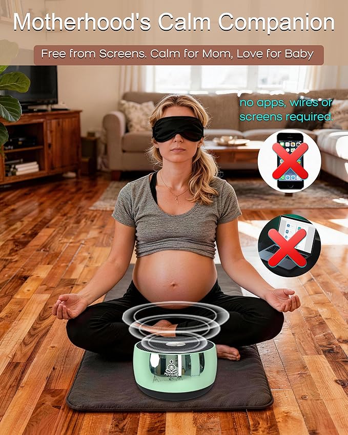 Rain Drum Alternative–PUVIDJUT M3 Musical Instruments with Meditation Chime,5 Solfeggio Frequencies (417-639Hz), for Inner Peace, Deep Sleep & Chakra Healing, USB-C Rechargeable (Green)