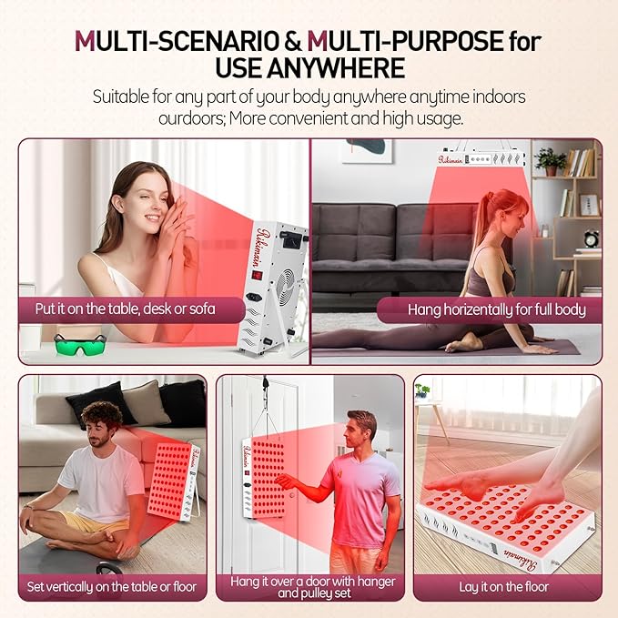 Red Light Therapy for Body Face 80 LEDs, Red Light 660nm & 850nm Near Infrared Light Therapy Device Panel, Dual Chips with Timer & Controller