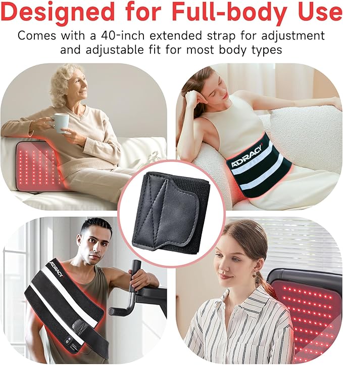 2026 Upgraded Red Light Therapy Pad for Body,Red Light Therapy Belt with Timer, 24" x 12" Near Light Mat 660nm&850nm Infrared Light Therapy Wrap for Shoulder Muscle Back Pain(Black)