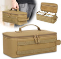 First Aid Bag Empty,Travel Bag Empty Pill Box Organizer, Portable Travel Pill Bottle Organizer for Home Outdoor Emergency Traveling(brown,13.78 x 5.91 x 4.72 in)