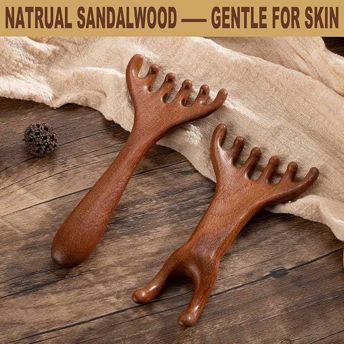 Wooden Scalp Massager, Foot Massage Tool, Scalp Massager Hair Growth - Sandalwood