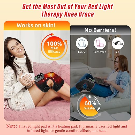 Red Light Therapy Knee Brace, Cordless 660nm 850nm LED Infrared Redlight Therapy Pad for Knee Joint Elbow Shoulder with 3000mAh Rechargeable Controller